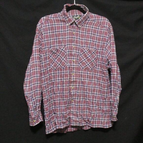CROCODILE | large | 100% Cotton | Plaid Button-Up Front Casual Shirt | 2 Pockets - Picture 1 of 16